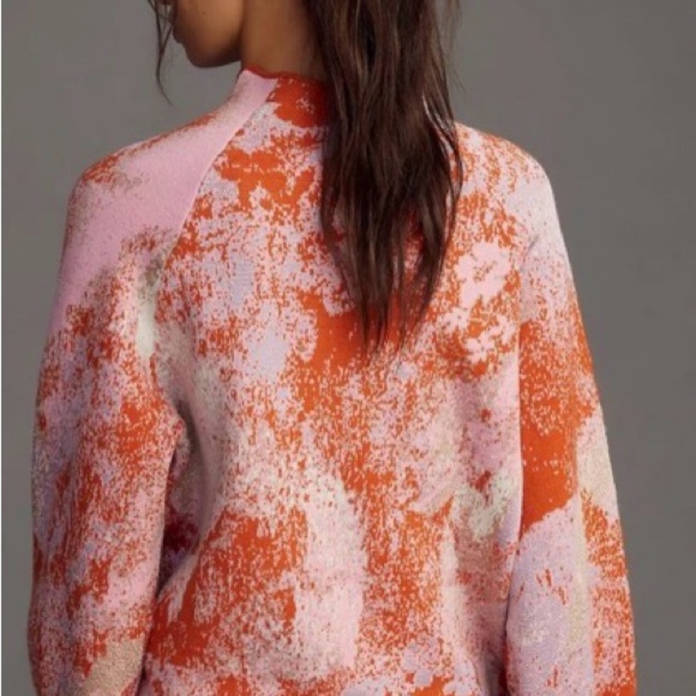 Anthropologie Cowl Neck Sweater - Pink and Orange